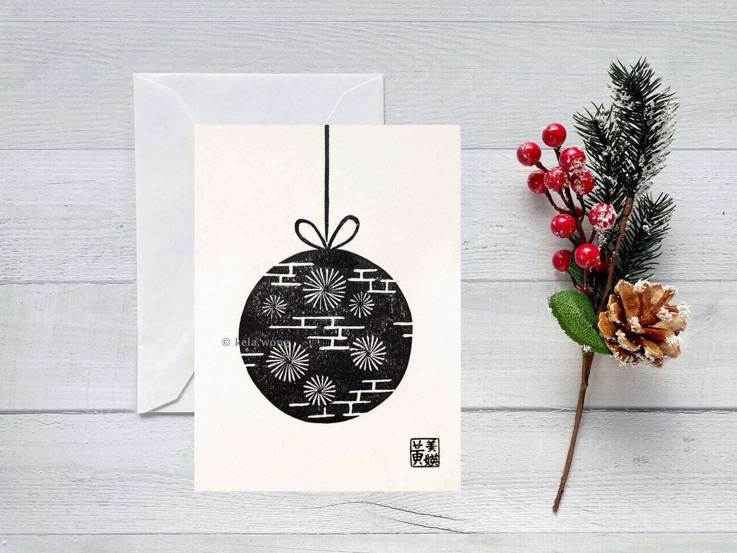 Block-Printed Ornaments Mixed Greeting Card Set