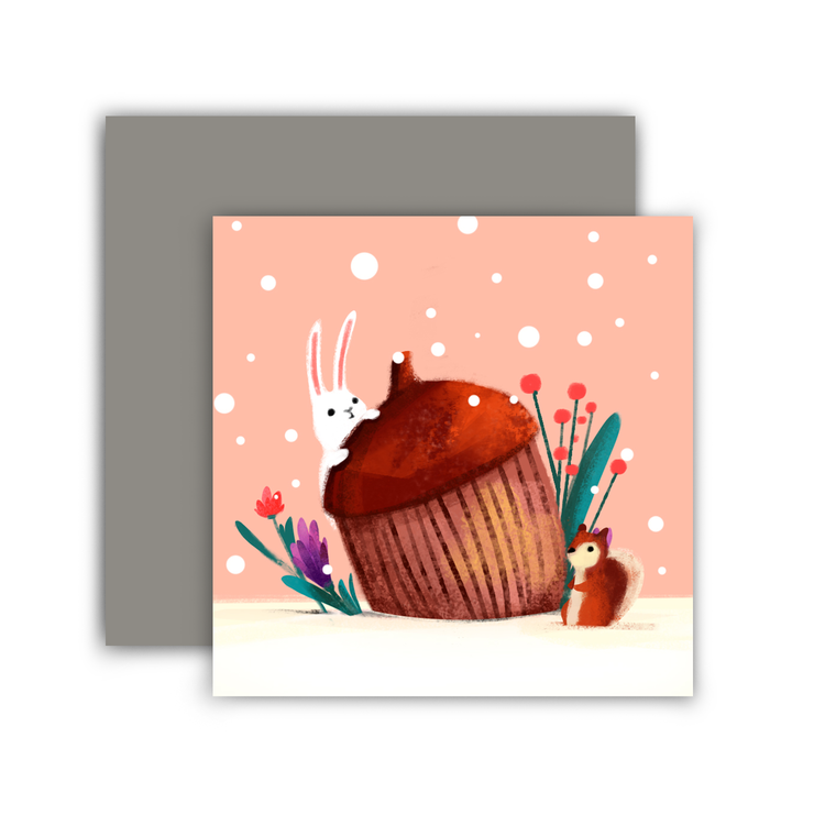 Snow Acorn Mini Card