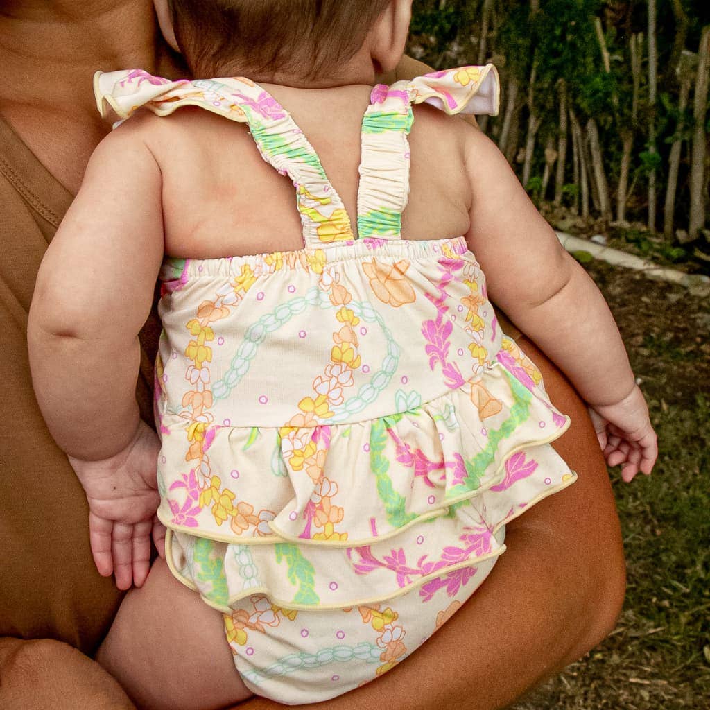 Lei Day in Sand Ruffle Bamboo Romper