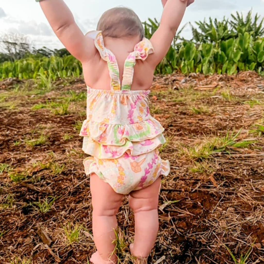 Lei Day in Sand Ruffle Bamboo Romper