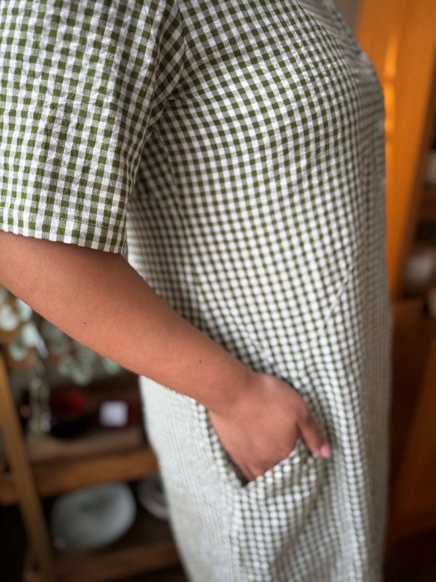 Olive Gingham Alexa Shirt Dress