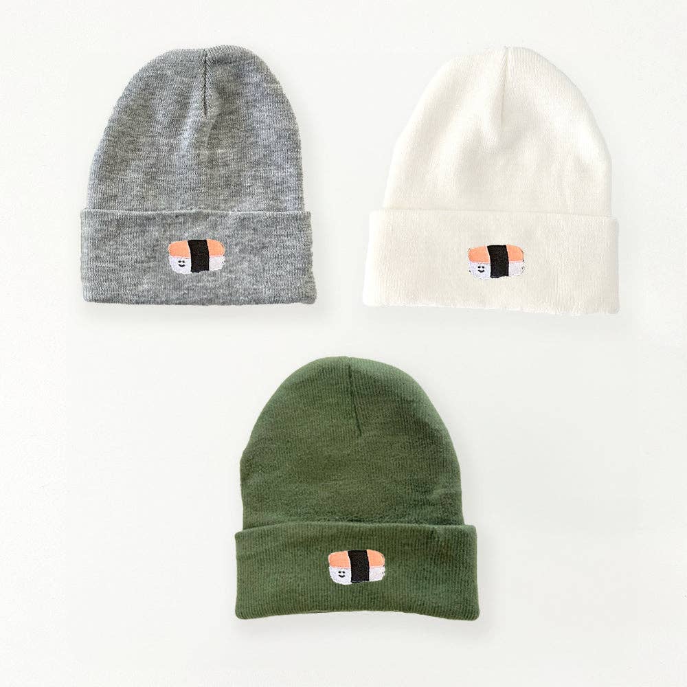 Spam Musubi Beanie: Olive Green