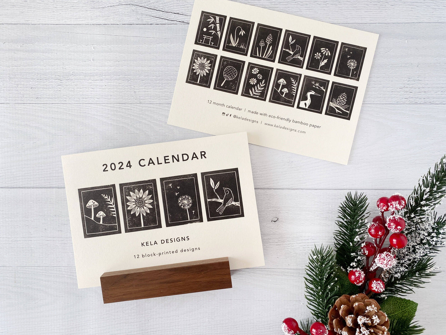 2024 Block Printed Calendar w/stand