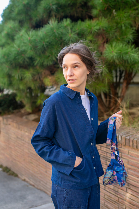 Textured Denim Anya Relaxed Blouse