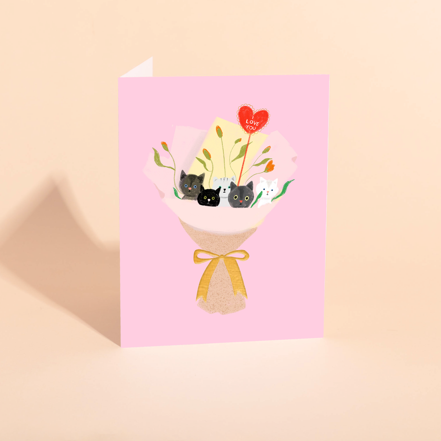 Cat Bouquet Love Card