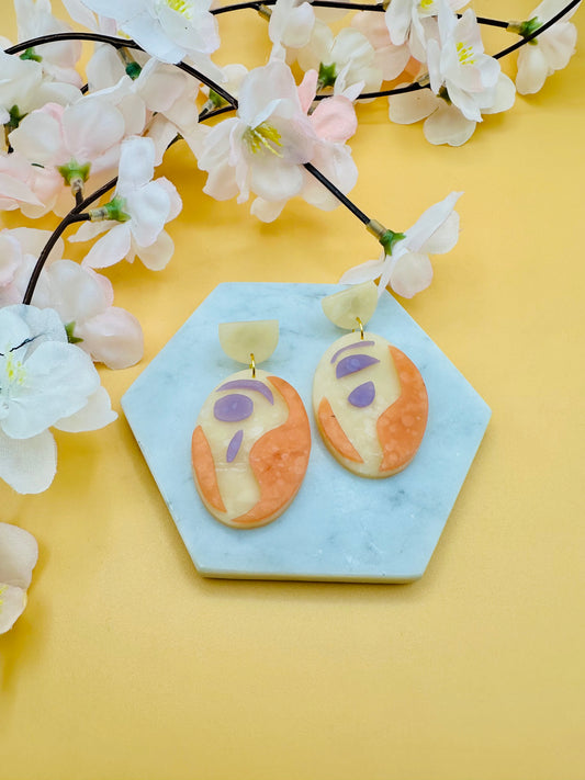 Over the Moon Earrings - Purple Orange Abstract