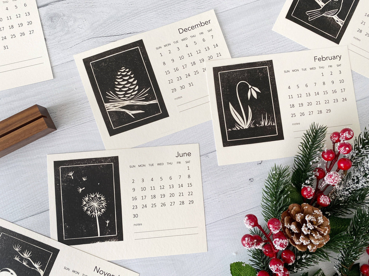 2024 Block Printed Calendar w/stand