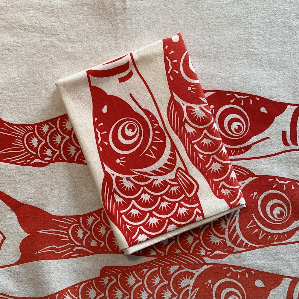 Large 3 Koi Tea Towel