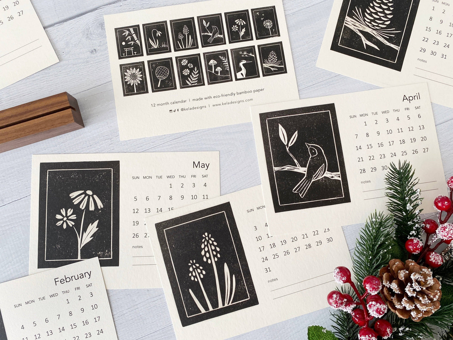 2024 Block Printed Calendar w/stand