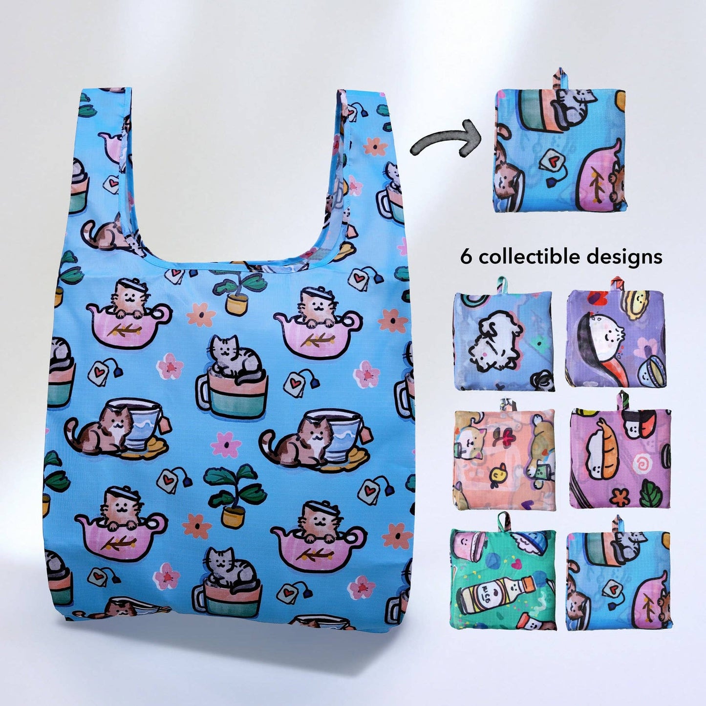 Cat Tea Foldable Bag