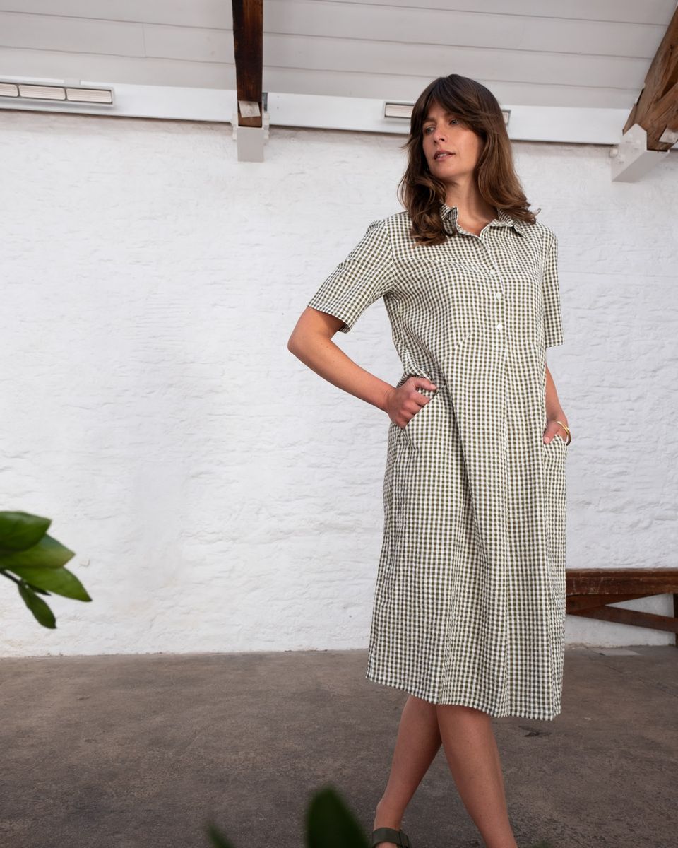Olive Gingham Alexa Shirt Dress