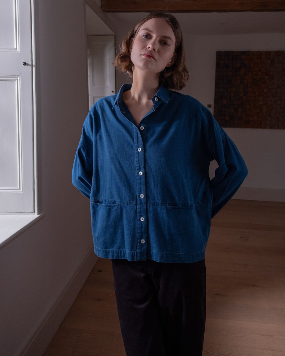 Textured Denim Anya Relaxed Blouse
