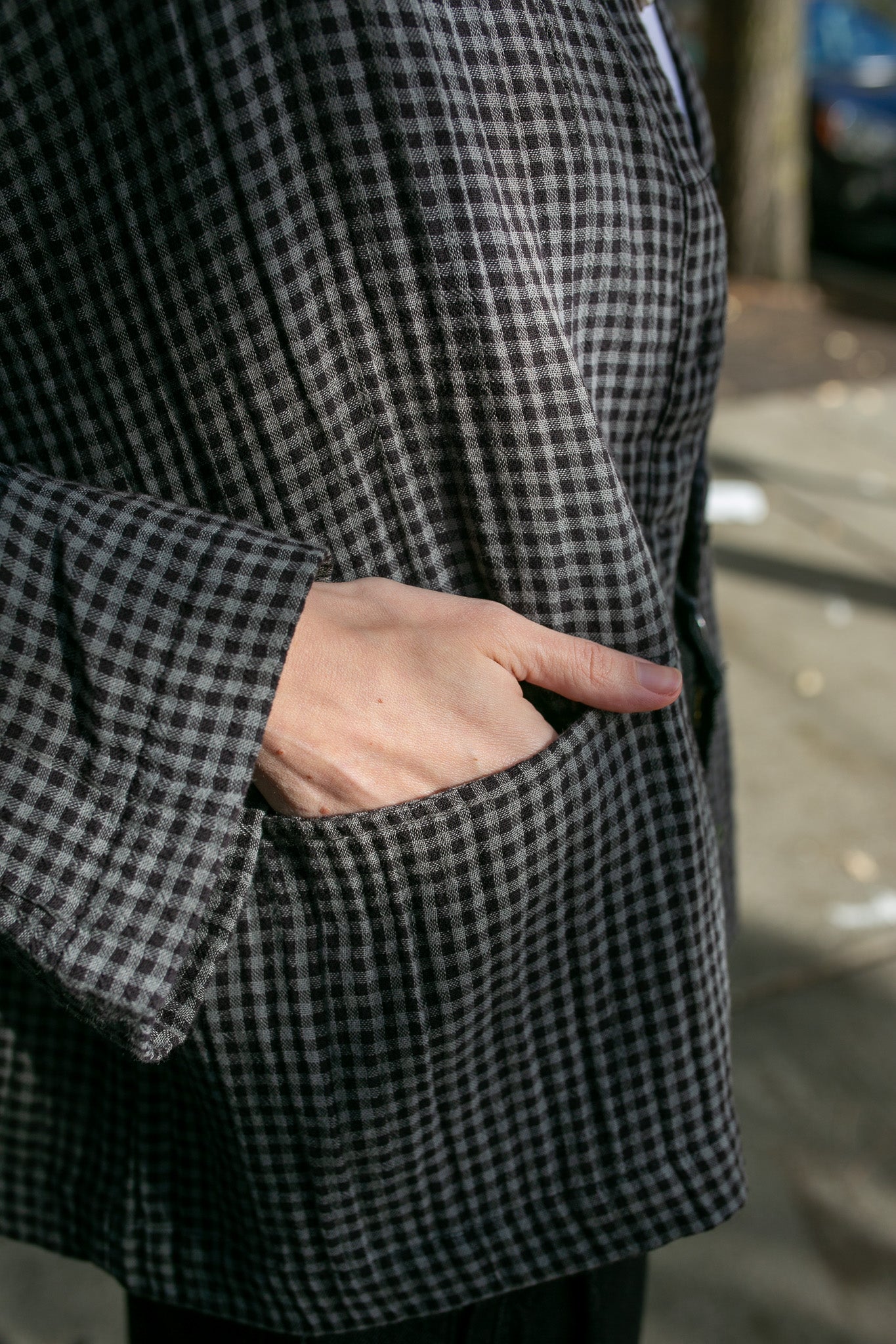 Grey Check Anya Relaxed Blouse