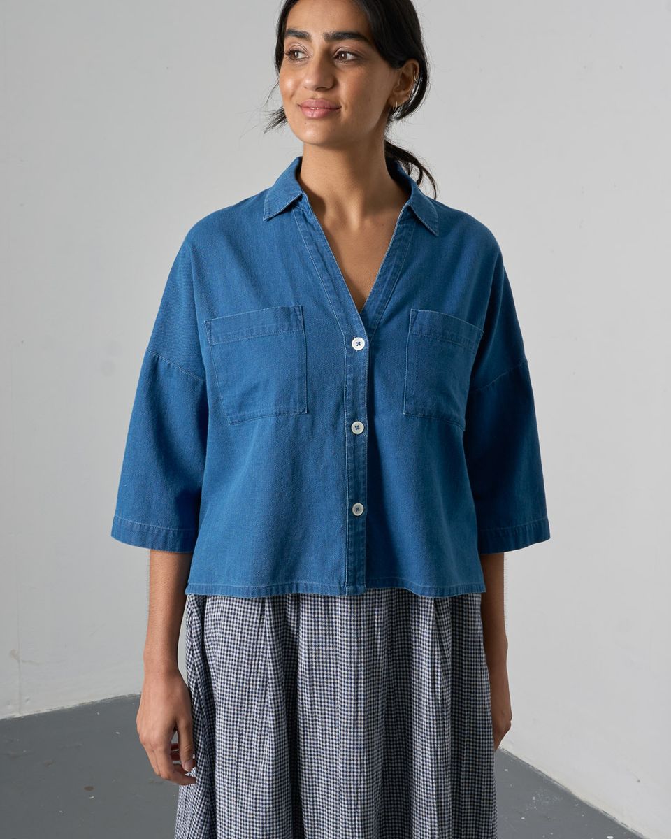 Denim Ava Oversized Blouse