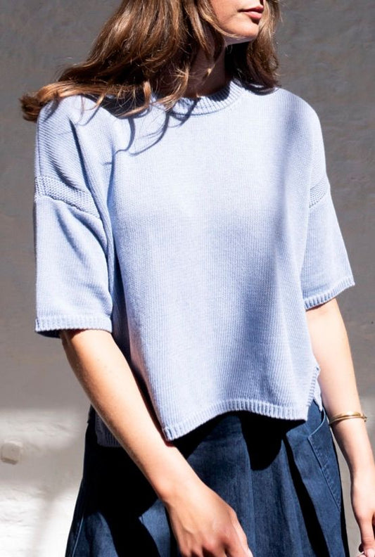 Blue Melange Lisa Boxy Knitted Top