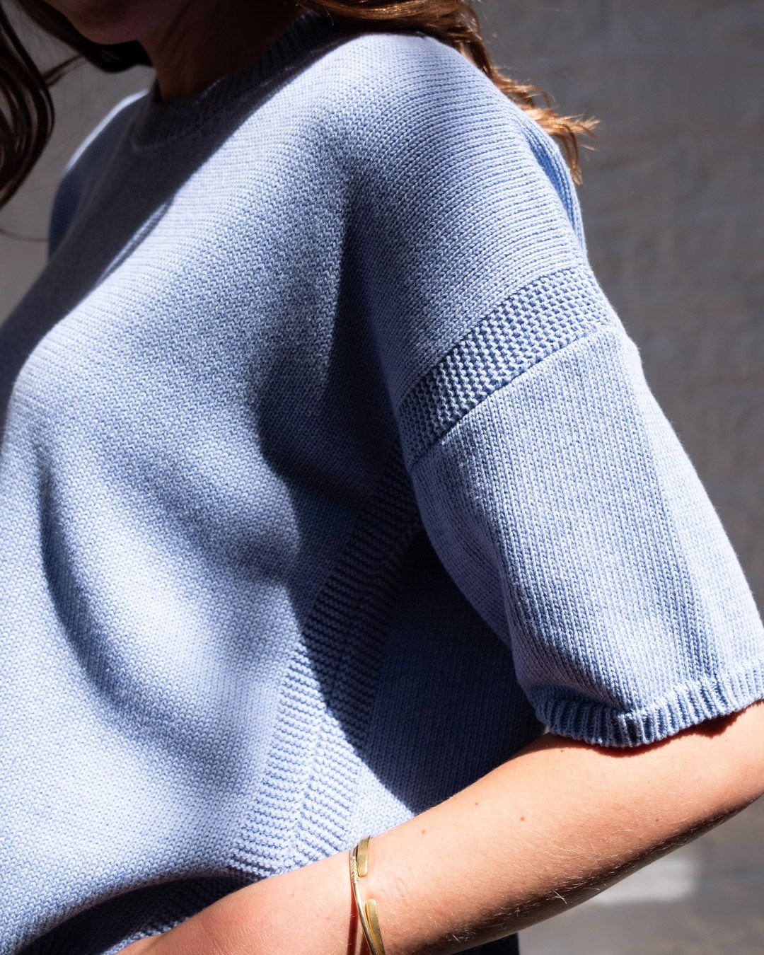 Blue Melange Lisa Boxy Knitted Top