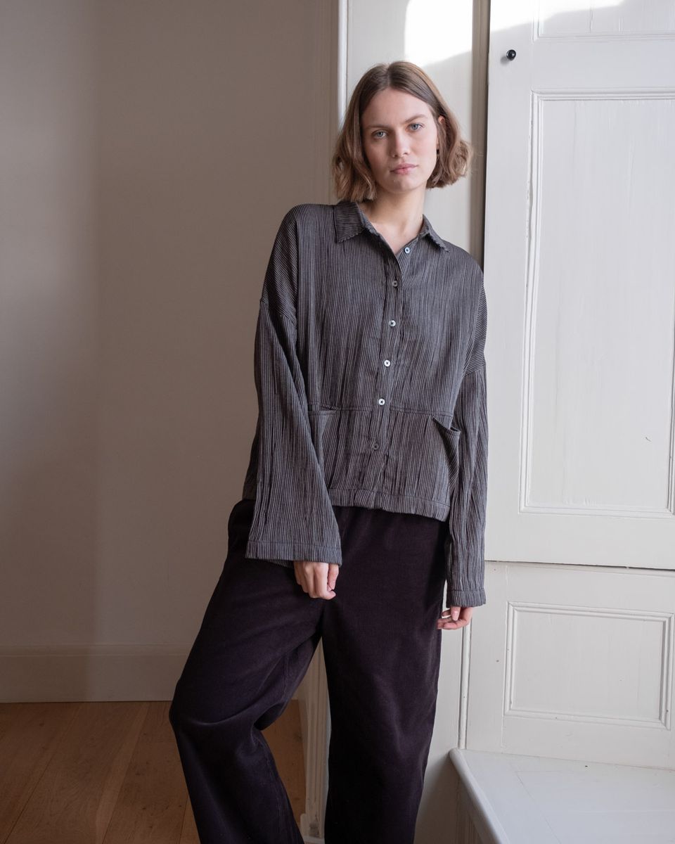 Grey Check Anya Relaxed Blouse