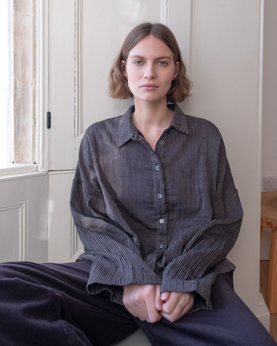 Grey Check Anya Relaxed Blouse