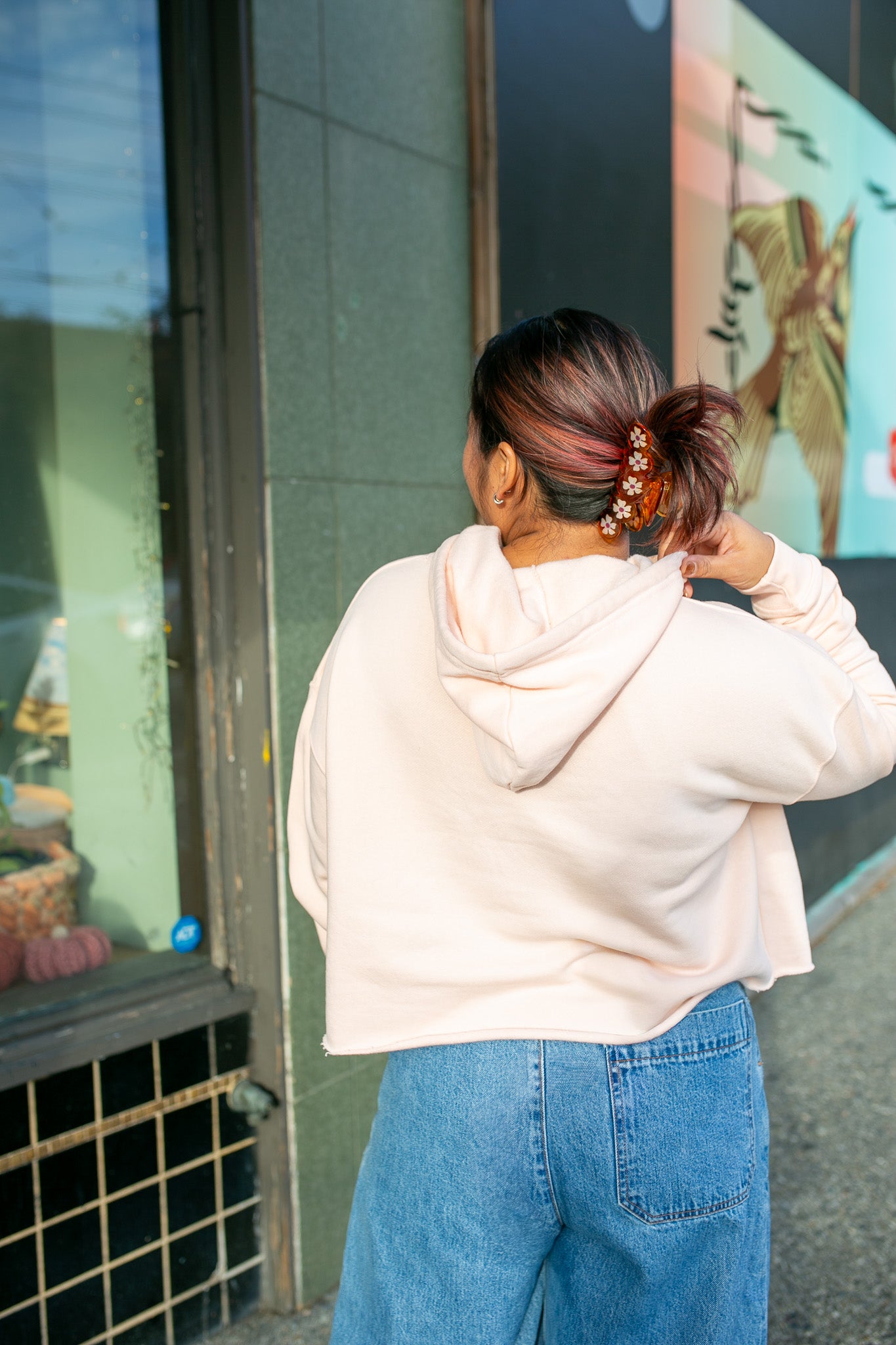 Sairen Cherry Blossom Cropped Sweatshirt - Peachy Pink