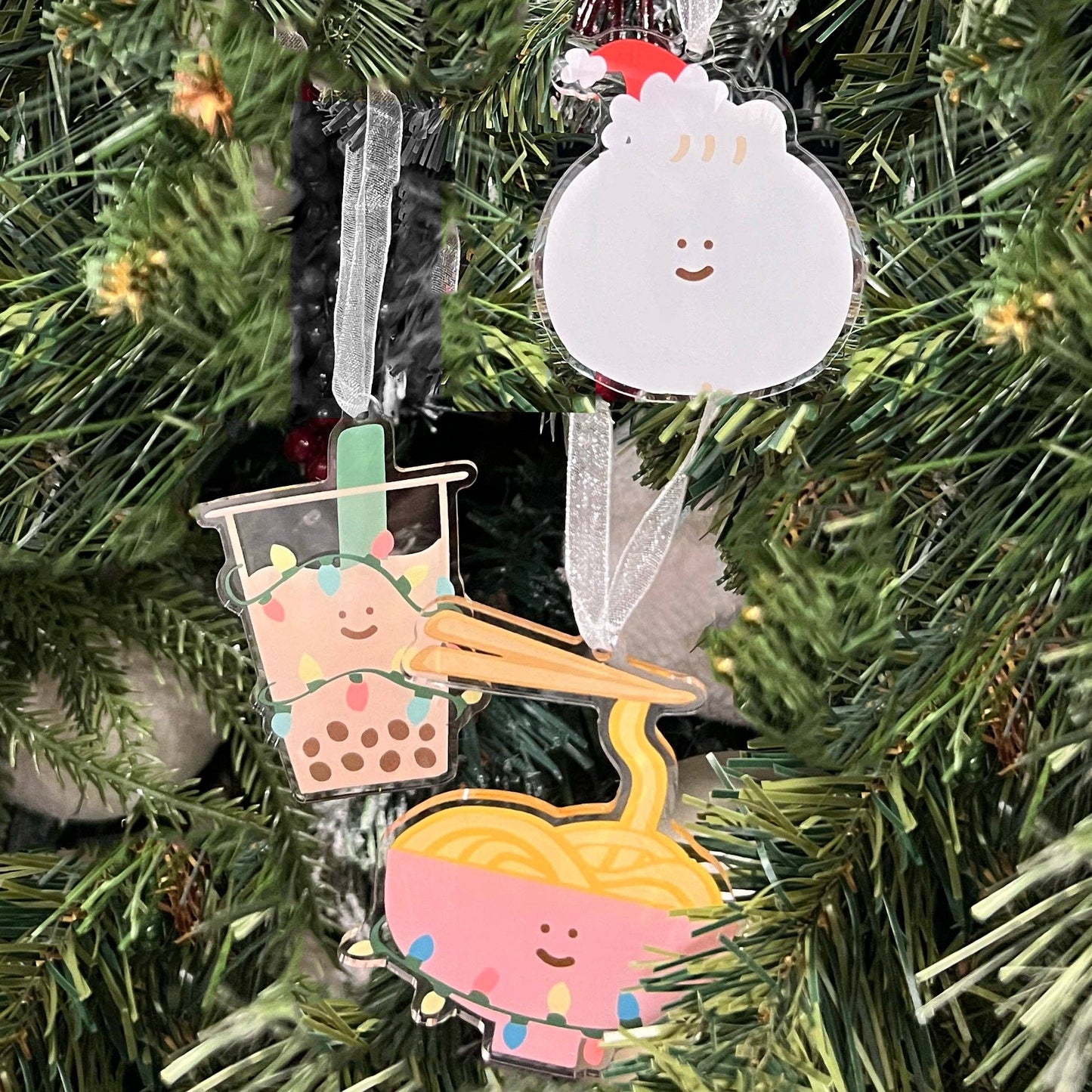 Taipei Bubble Tea Food Holiday Ornament Set of 3