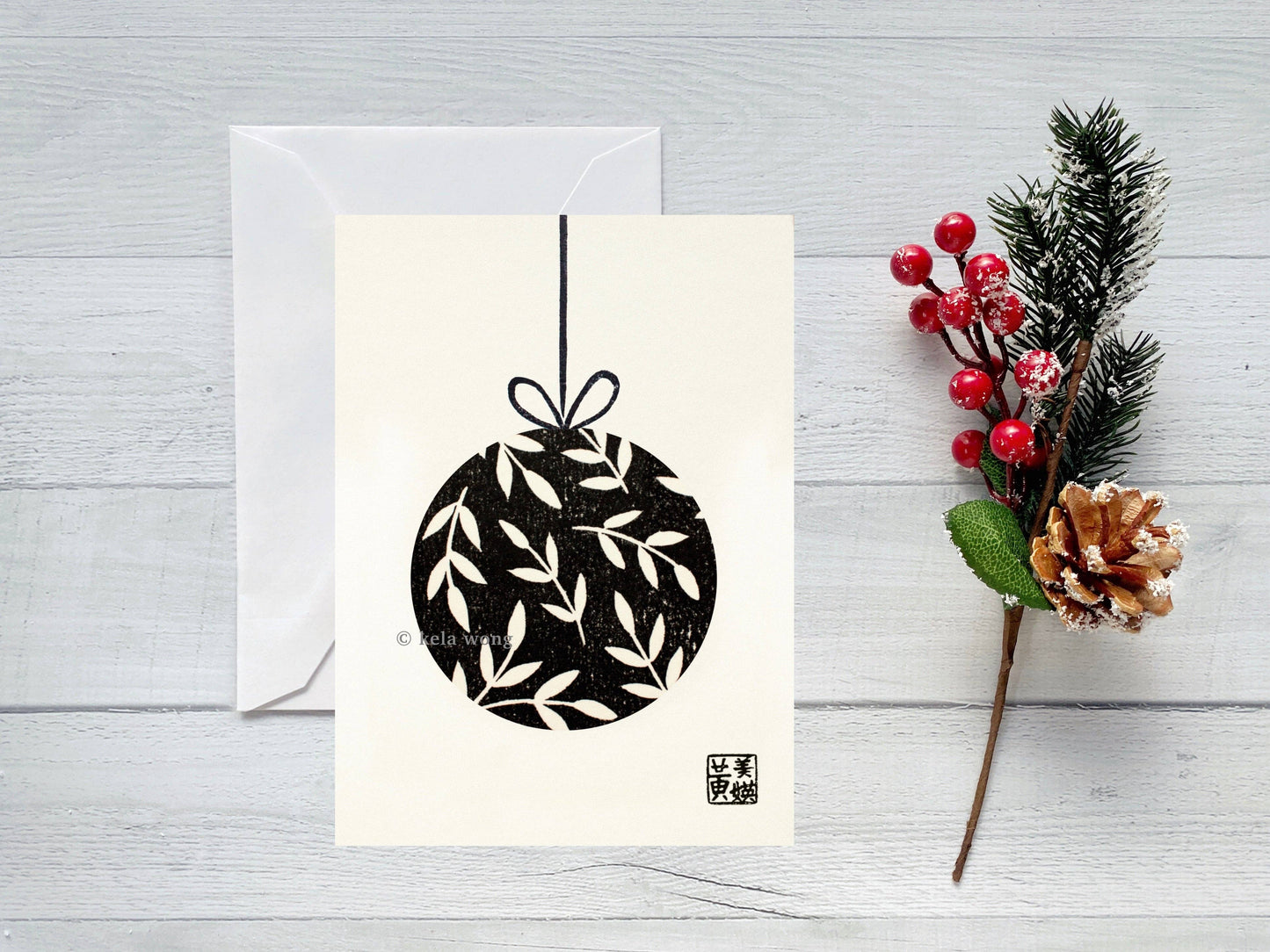 Block-Printed Ornaments Mixed Greeting Card Set