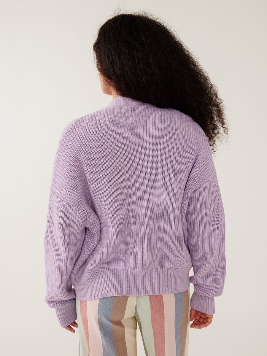 Lilac Fisherman Cotton Cardigan