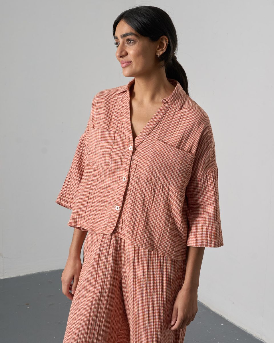 Rust Check Ava Blouse