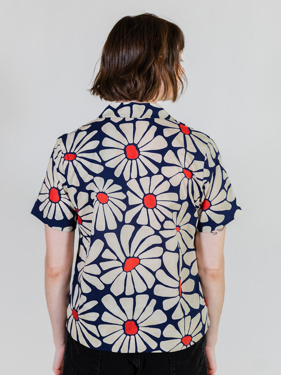Navy Floral Camp Shirt