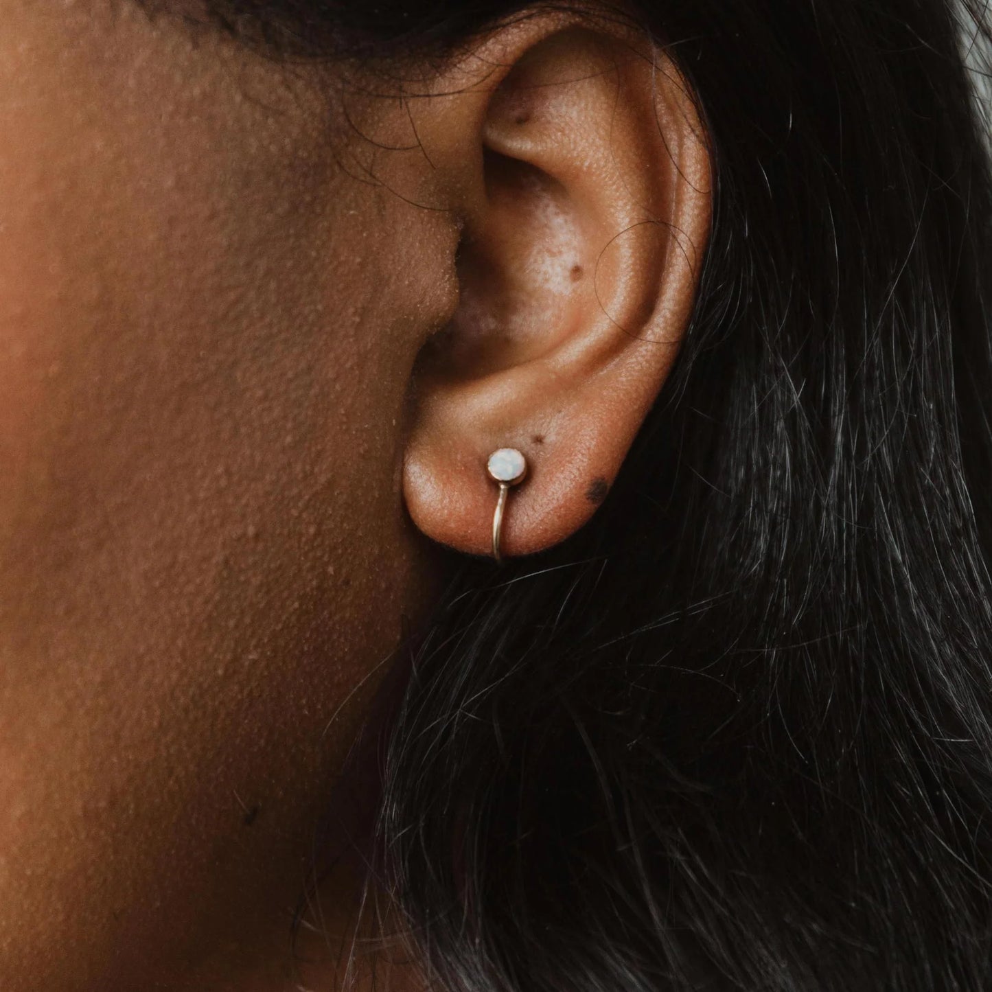 Opal Stud Huggie