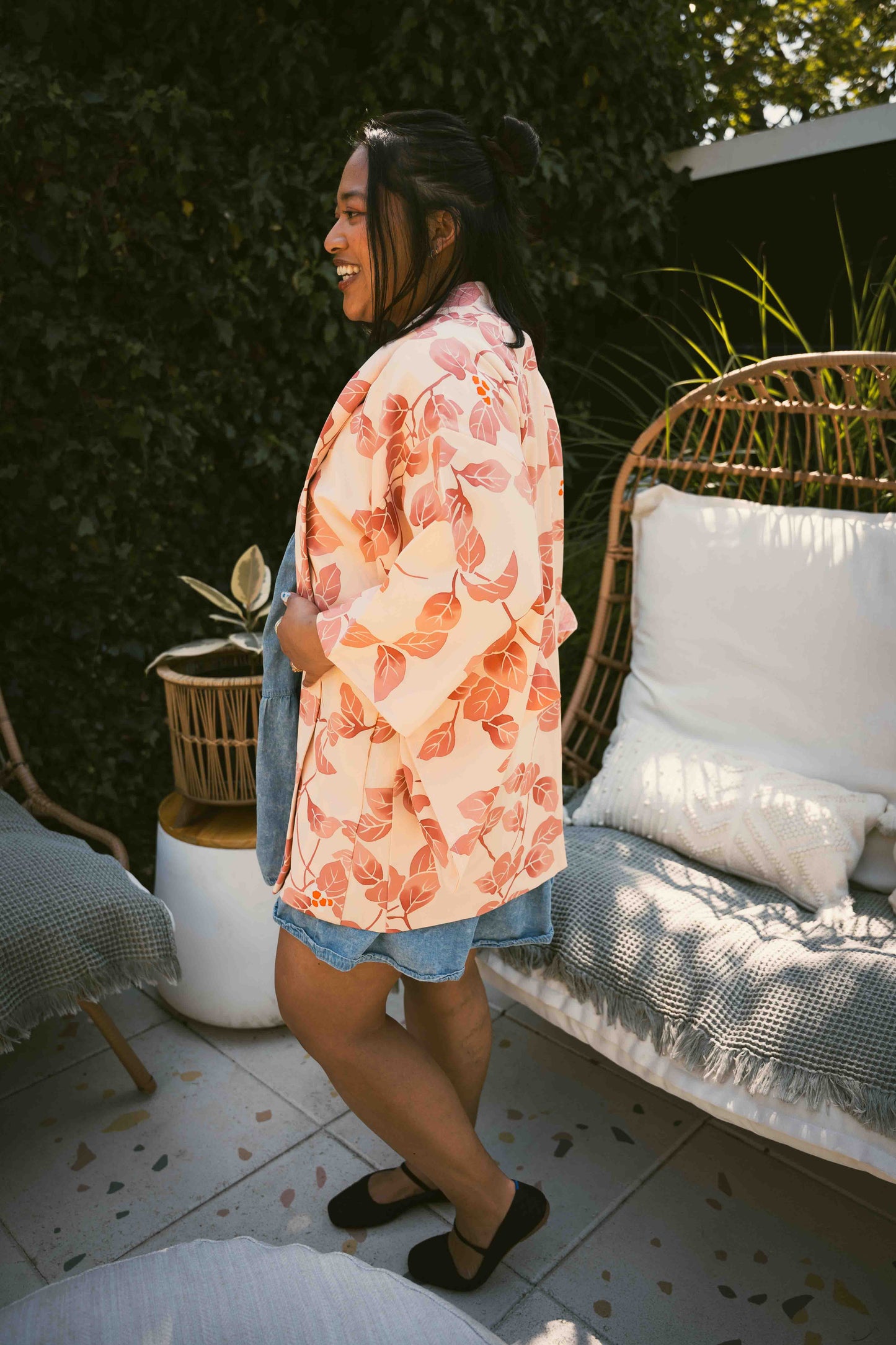Pink Autumn Leaves Haori Vintage Jacket