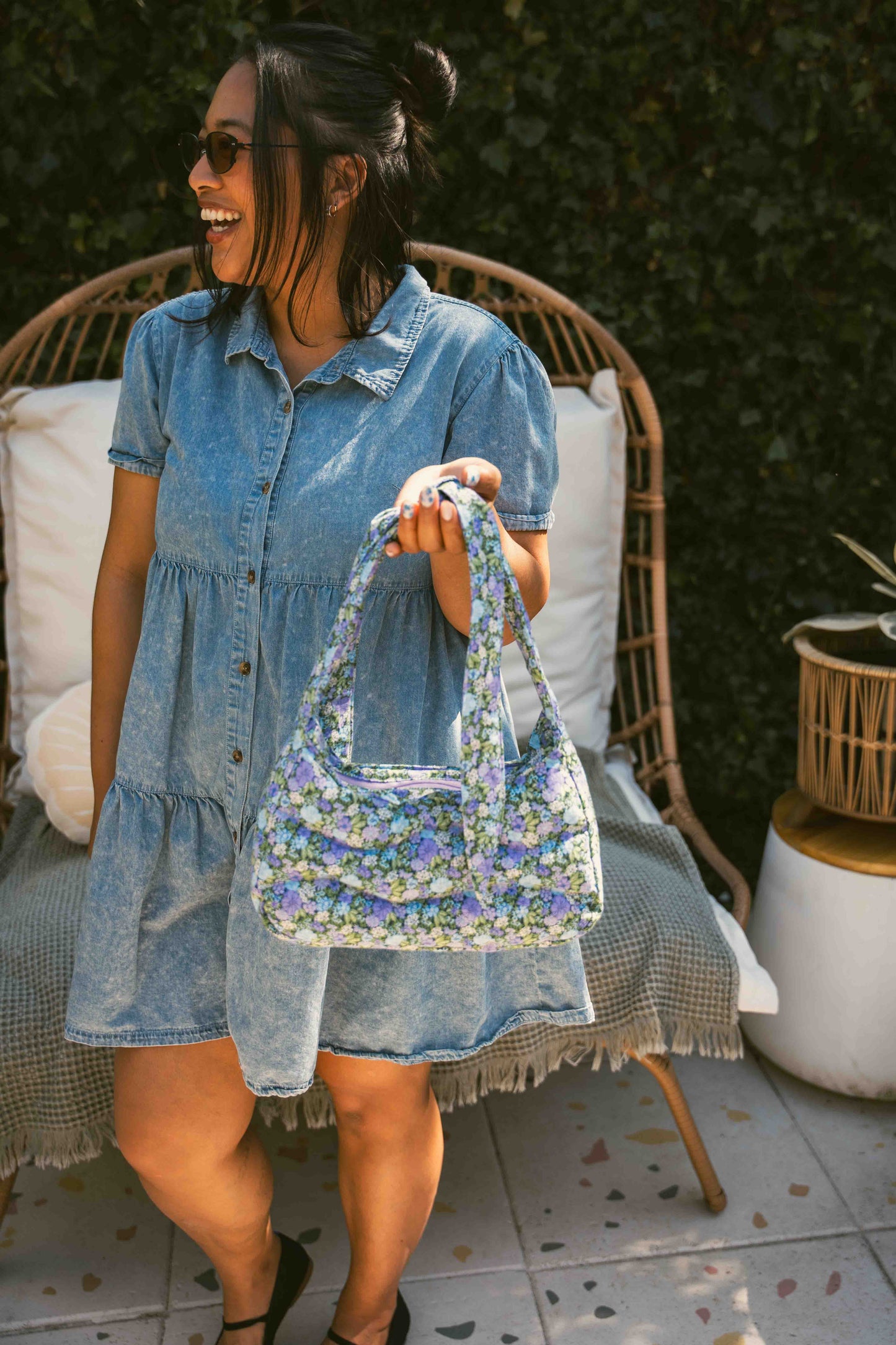 Purple Blossom Wavy Furoshiki Bag