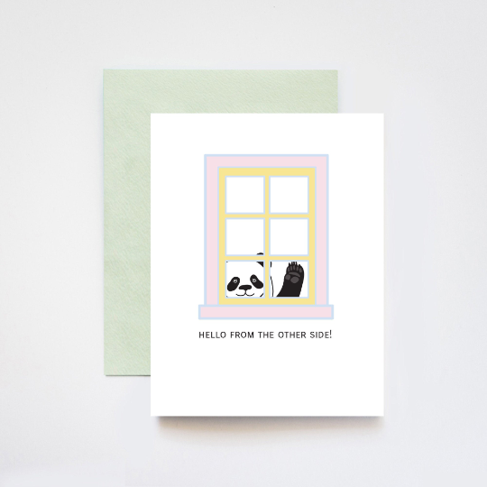 Hello From the Other Side Panda Window Greetings Quarantine