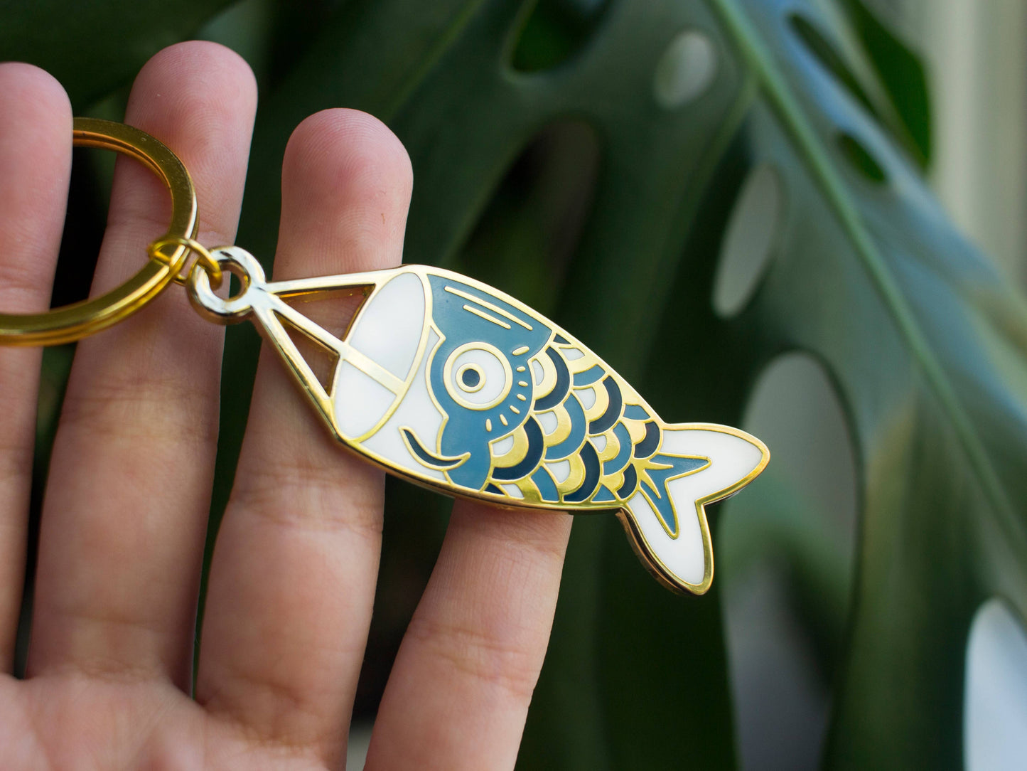 Blue Koinobori Metal Keychain