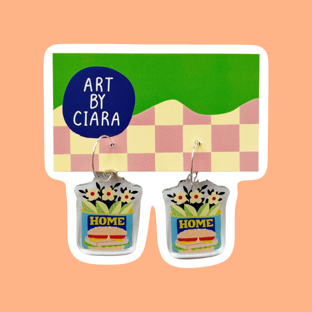 Acrylic Home (Spam) Hoop Earrings