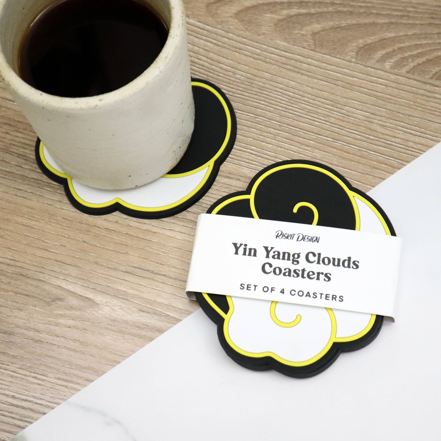 Yin Yang Cloud Coasters 4-Pack