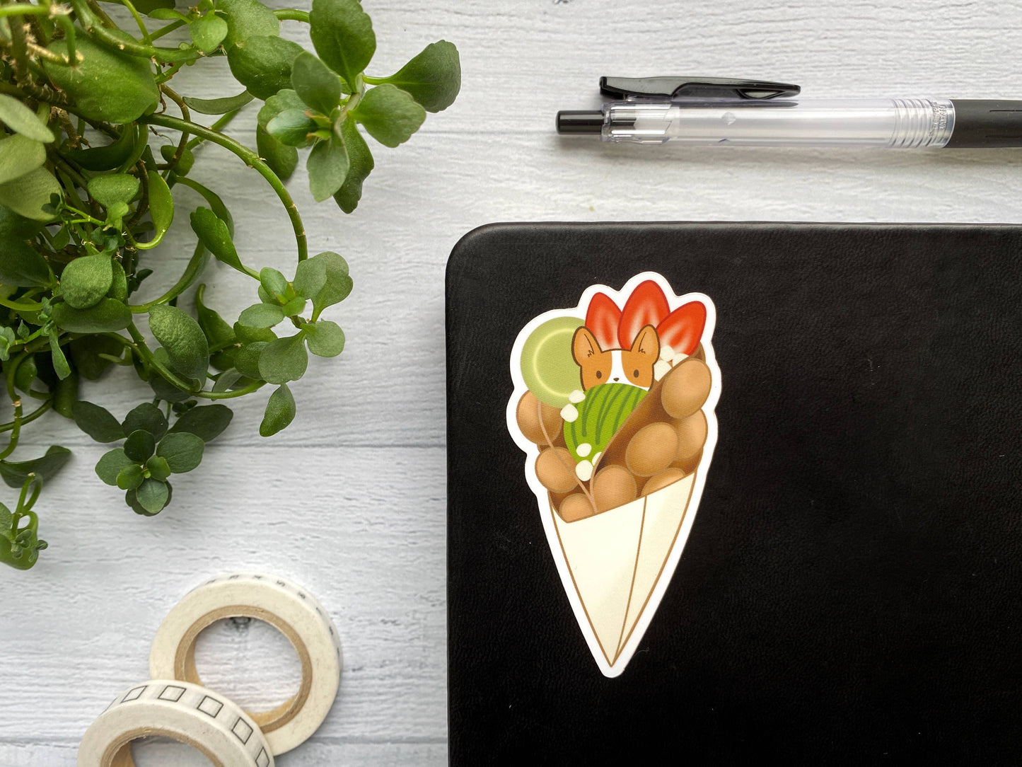 Matcha Bubble Waffle Corgi Vinyl Sticker