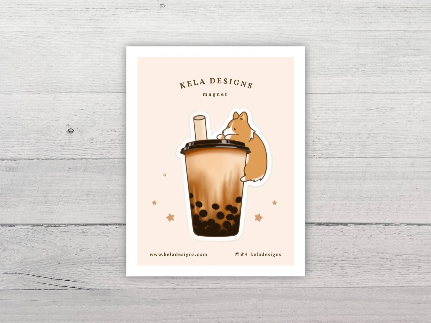 Bubble Tea Boba Corgi Magnet