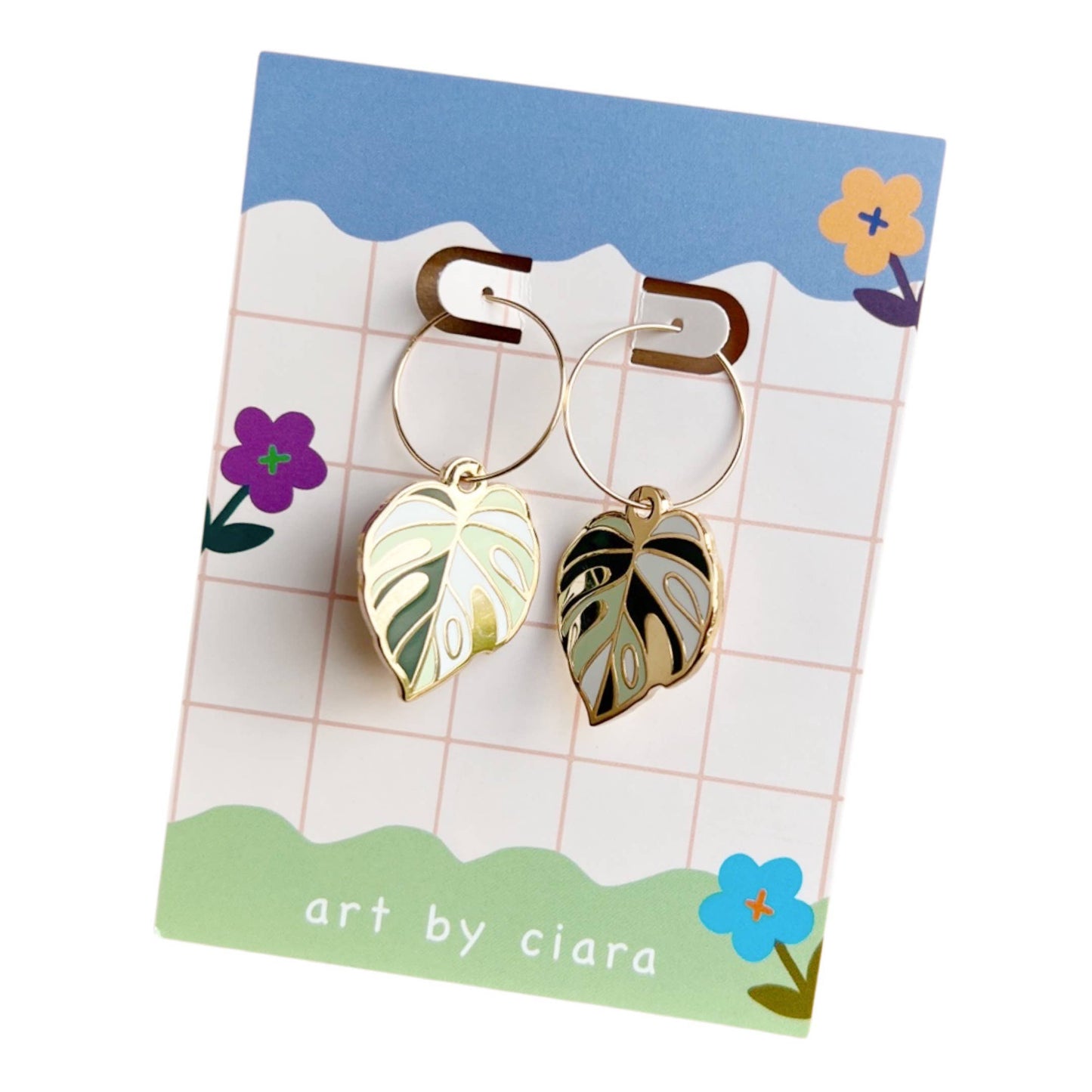 Gold Filled Monstera Earrings