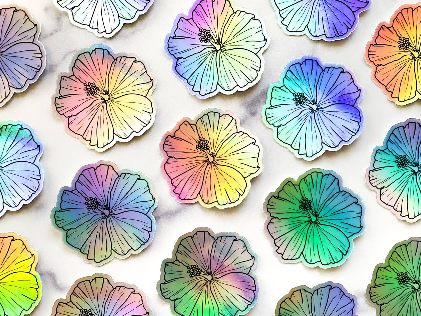 Hibiscus Holographic Sticker