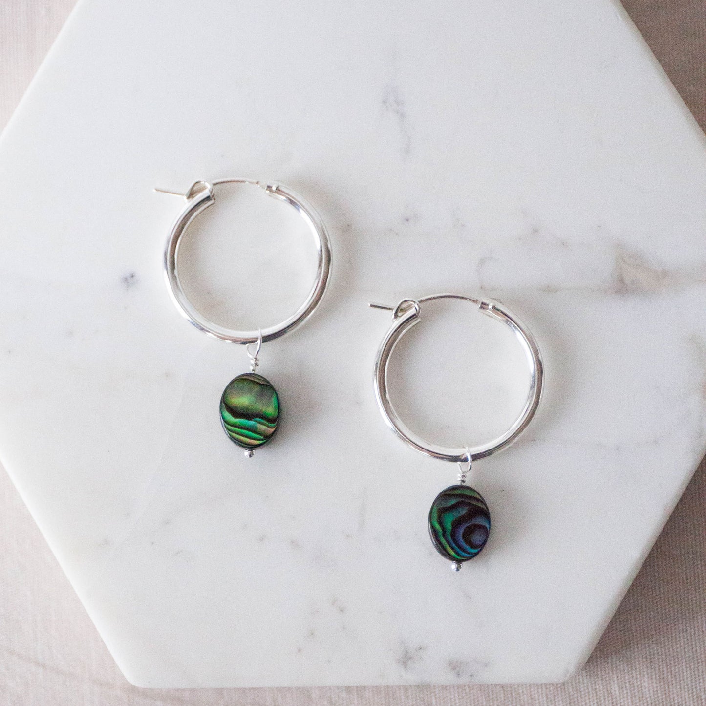 Abalone XL Huggie Hoops