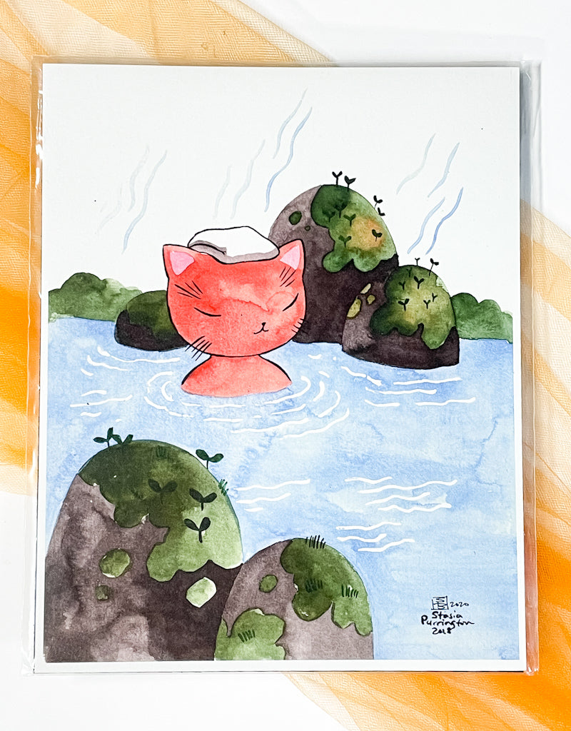 Onsen Cat Print