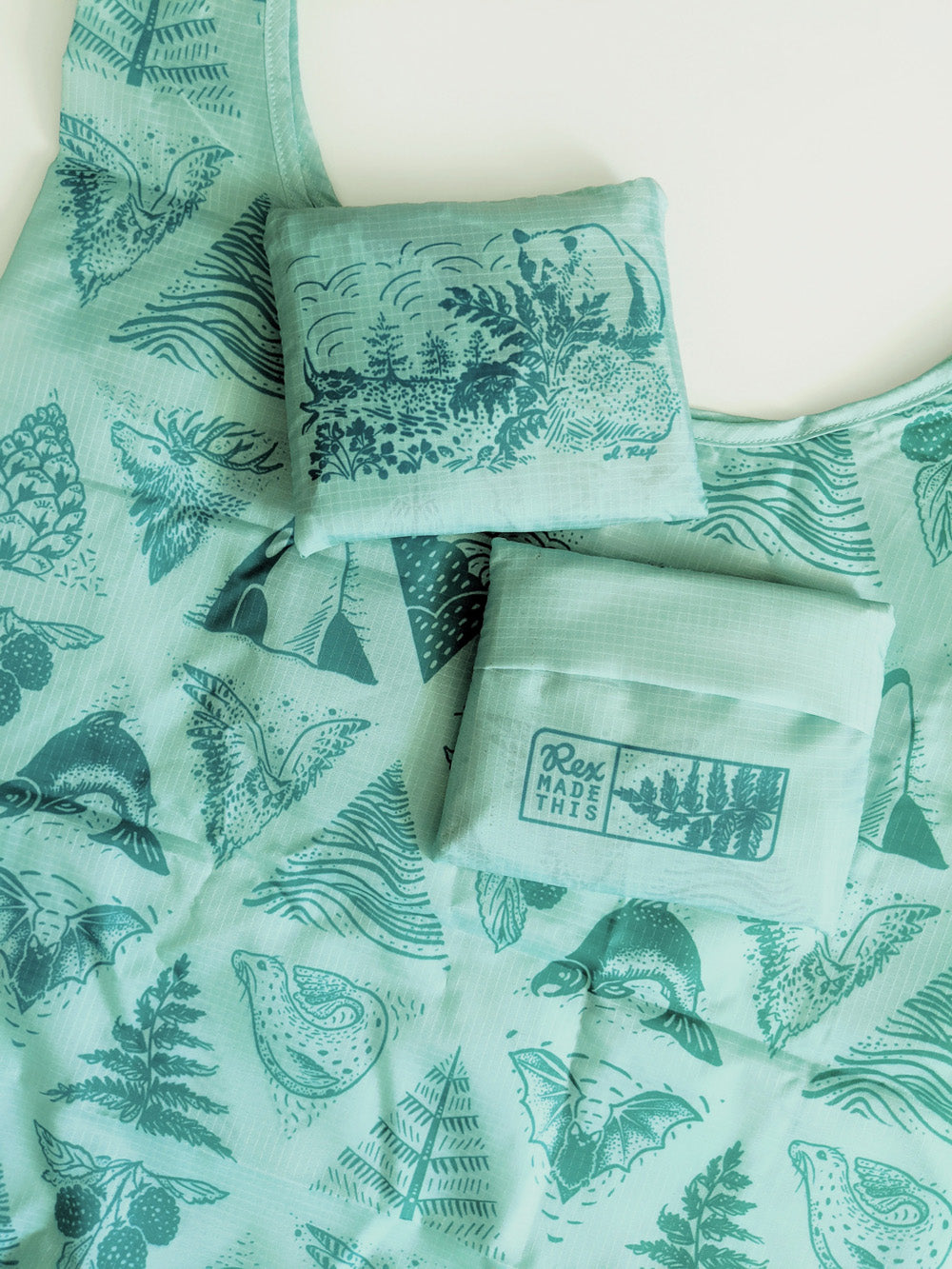 PNW Pattern Fold-Up Tote Bag