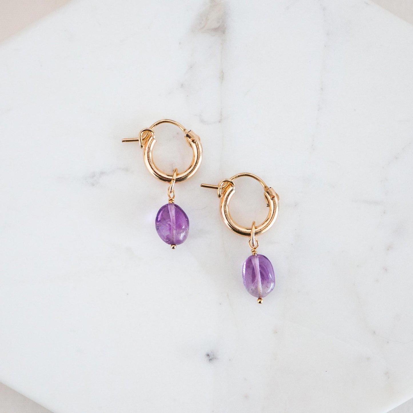 Amethyst Huggie Hoops