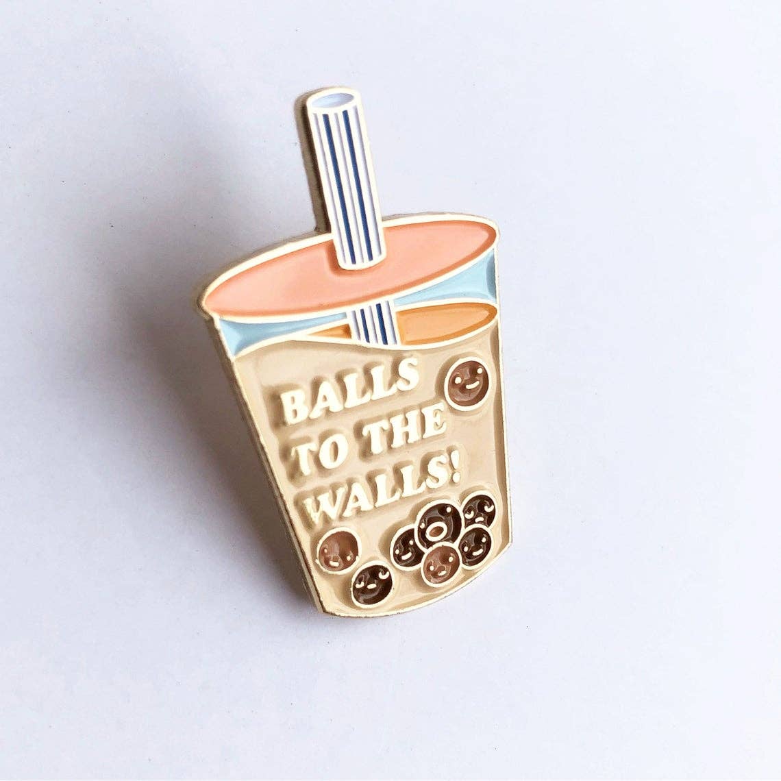 Balls to the Walls Boba Milk Tea Drink Enamel / Lapel Pin