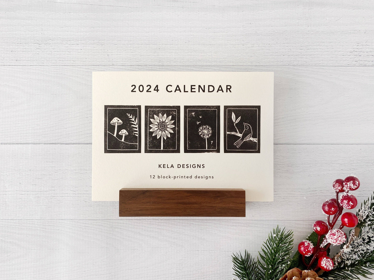 2024 Block Printed Calendar w/stand