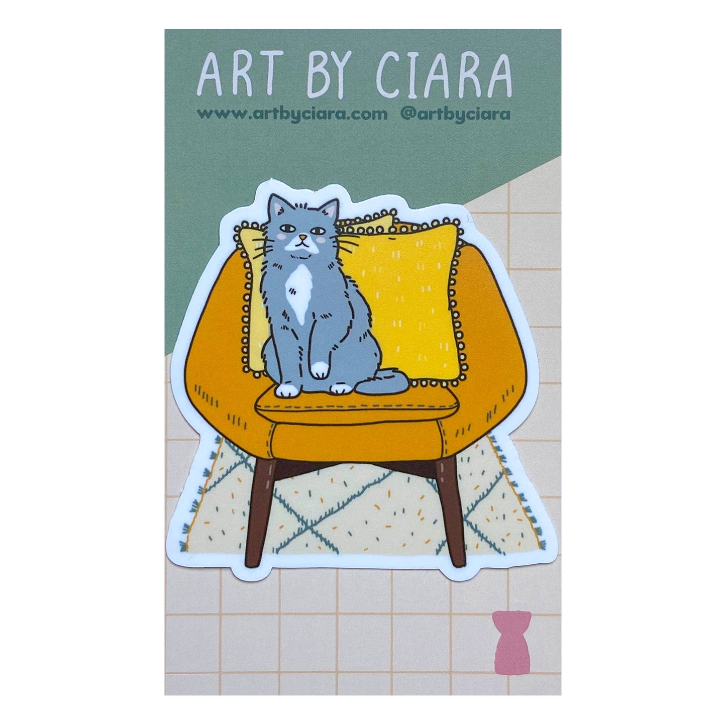Cat on Mustard Chair Sticker