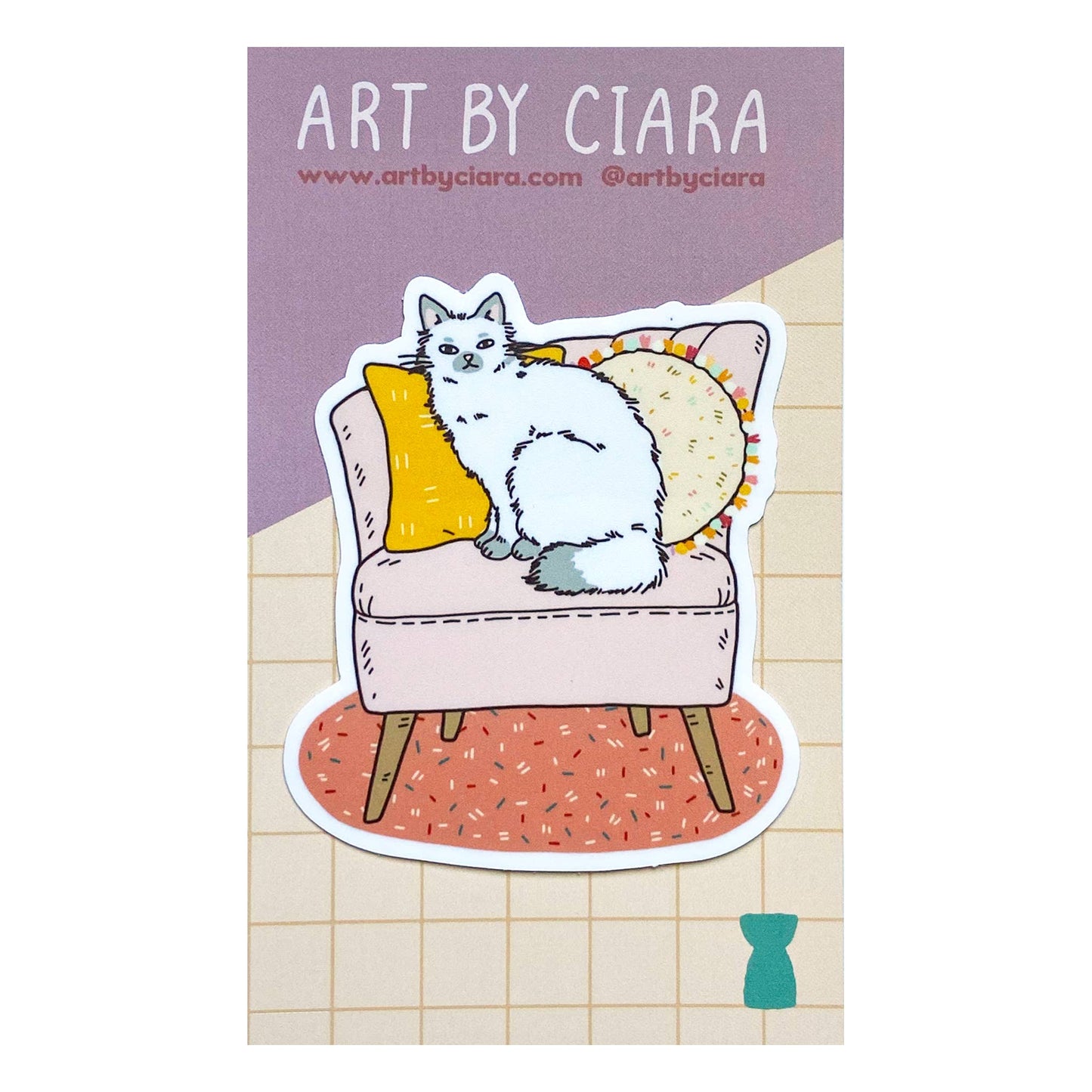 Cat on Pink Chair Sticker