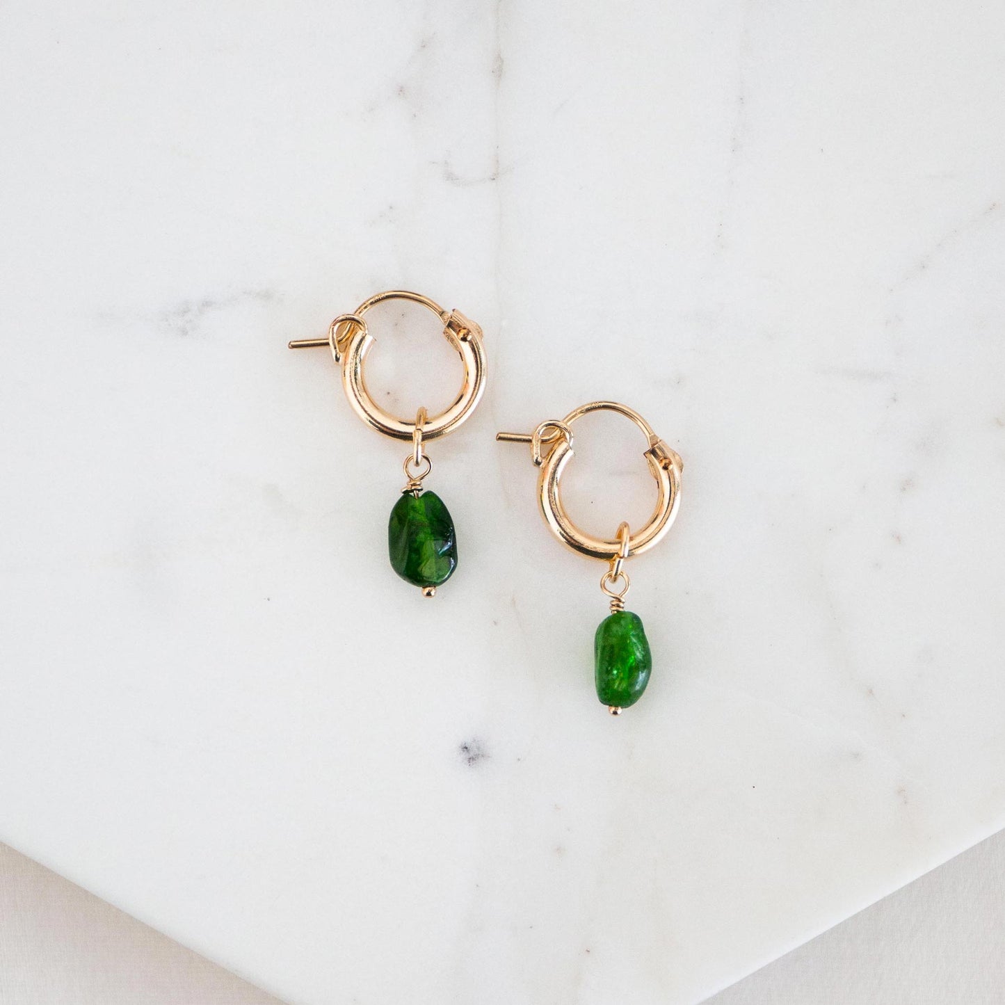 Diopside Huggie Hoops