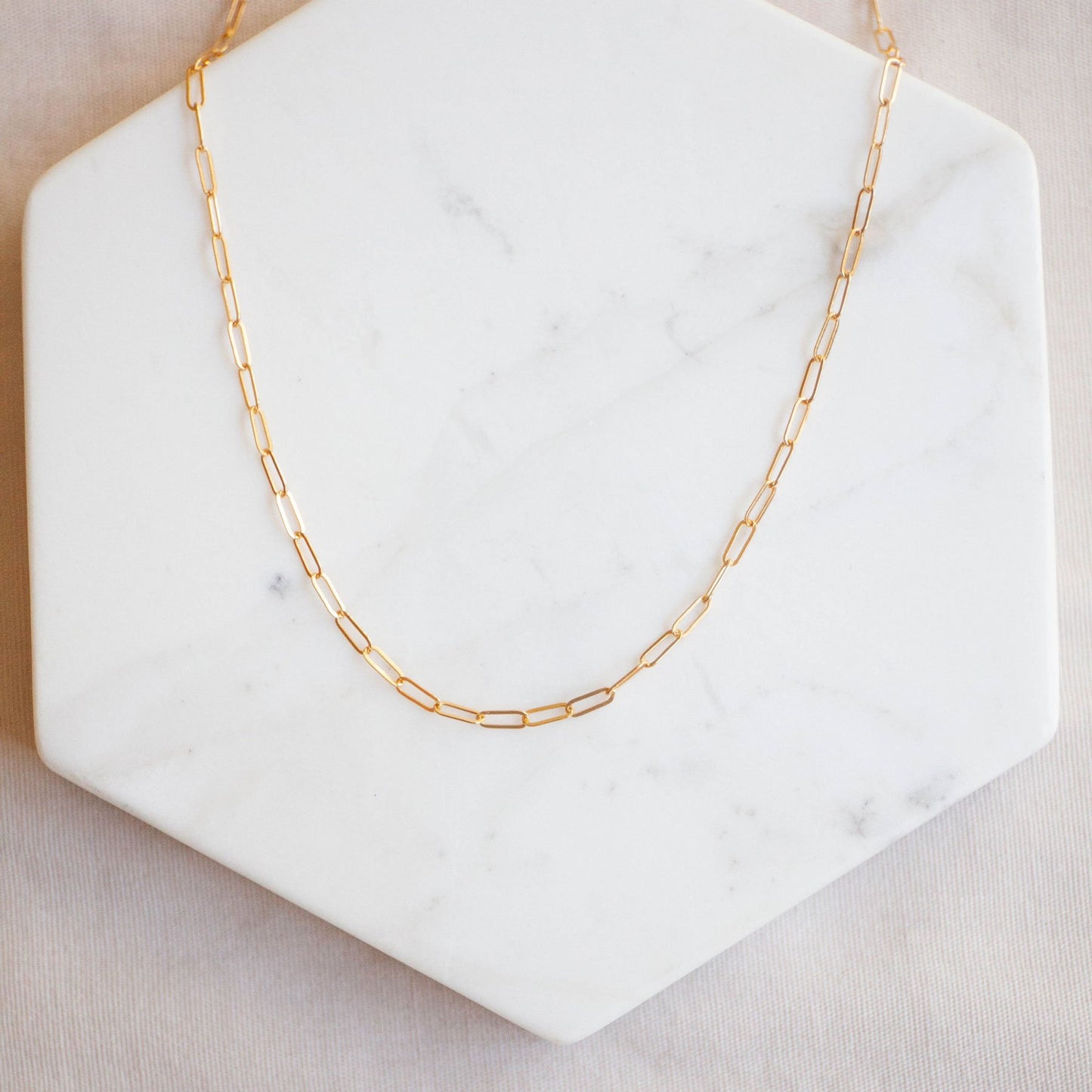 Gold Drawn Chain Necklace