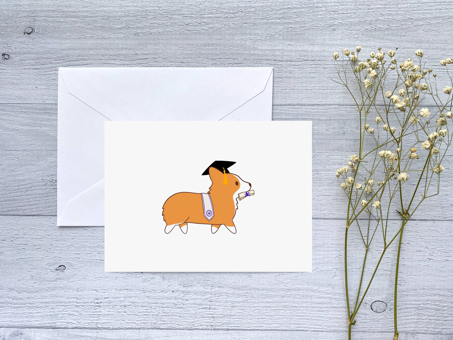 Graduation Corgi Greeting Card
